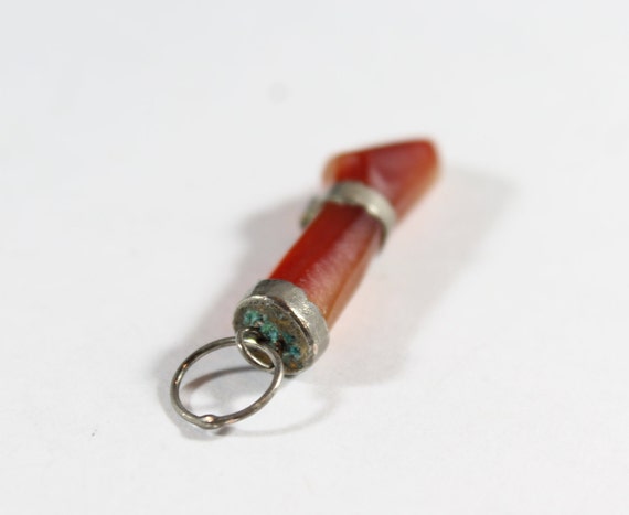 Antique 10k Gold Natural Carnelian Figa Hand Pend… - image 5