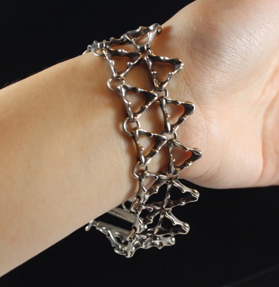 Vintage Sterling Silver Triangular Shape Pattern … - image 1