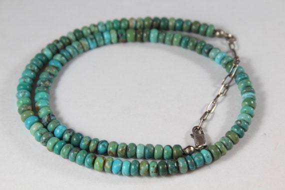 Vintage Sterling Silver Natural Turquoise Necklace - image 1