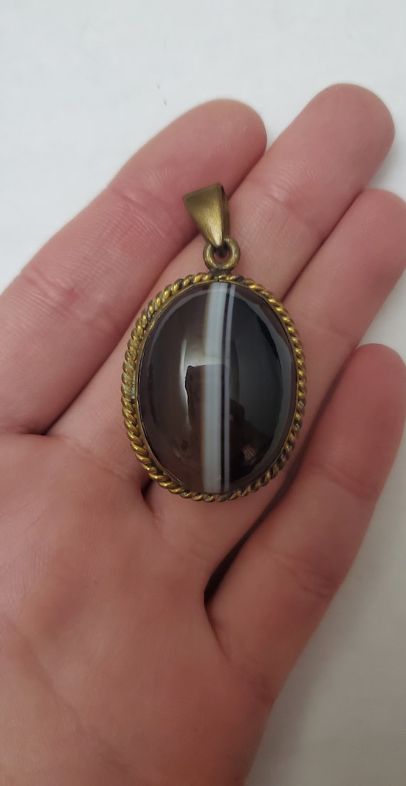 Antique Victorian Bulls Eye Agate Pendant