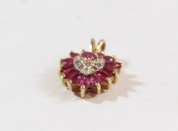 Vintage 14k Gold Faceted Natural Ruby with Diamon… - image 4