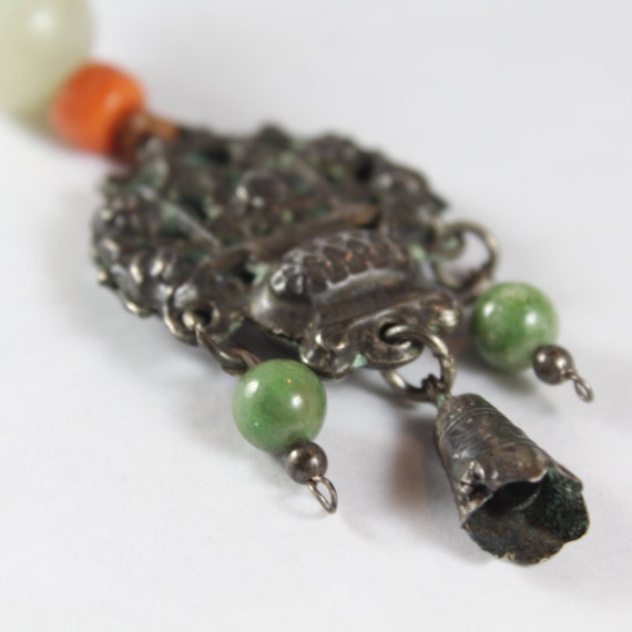 Antique Chinese Qing Dynasty Sterling Silver Jade… - image 6