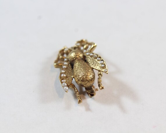 Antique Victorian 14k Gold Natural Seed Pearl Fly… - image 4