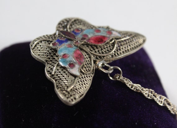 Vintage Sterling Silver Filigree Chinese Butterfl… - image 4