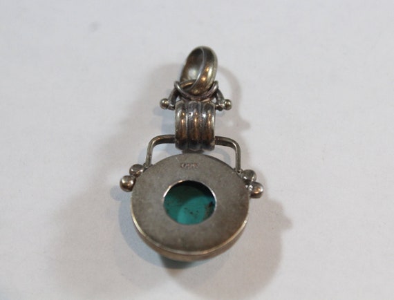 Vintage Sterling Silver Round Natural Turquoise P… - image 5