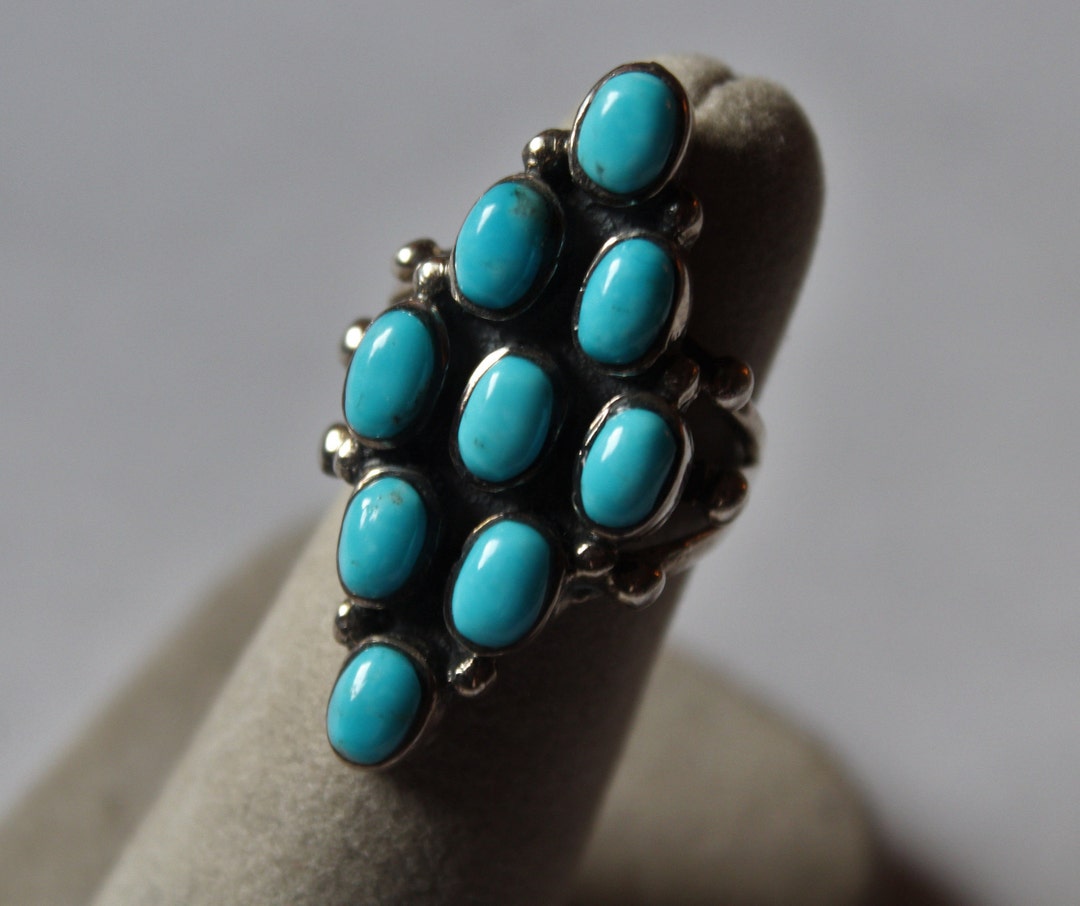 Vintage Sterling Silver Sleeping Beauty Turquoise 5.75US Ring 7.4 G - Etsy