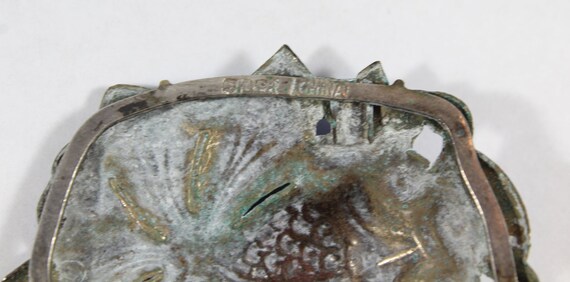 Antique Chinese Sterling Silver Enamel Fish Pin B… - image 5