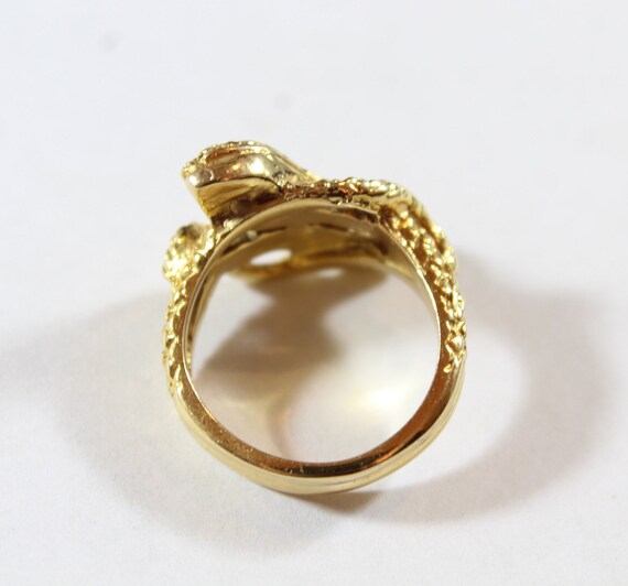 Vintage 14k Gold Natural Diamond Snake Shape Ring… - image 5