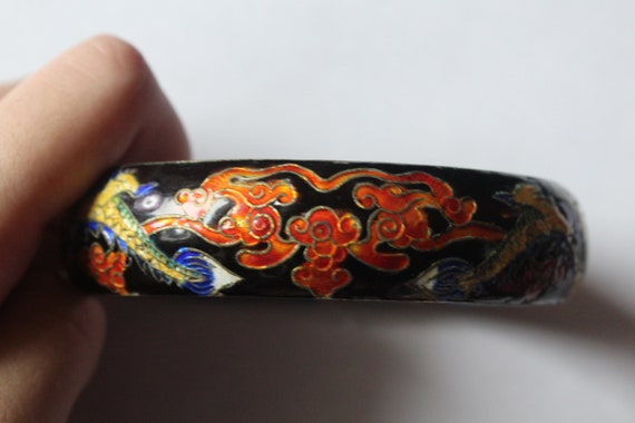 Antique Chinese Cloisonné Two Dragon Bracelet - image 5