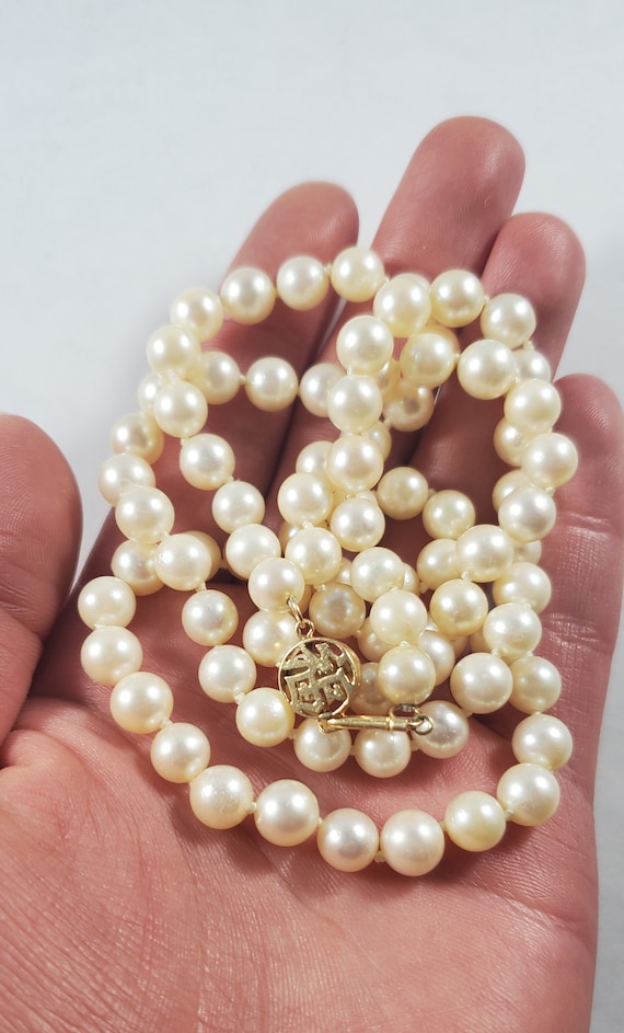 Vintage 14k Japanese Akoya 5mm Pearl Bead Necklace - image 1