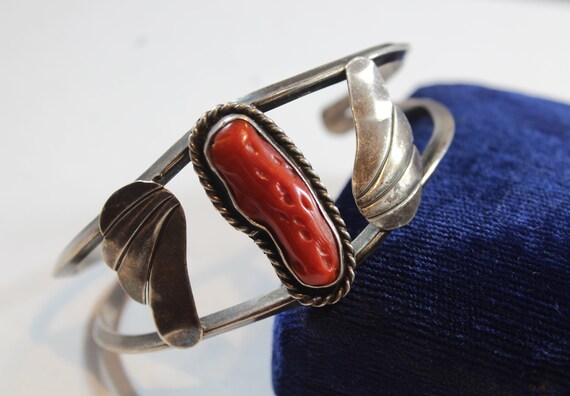 Vintage Sterling Silver Wing Shape Navajo Natural… - image 2