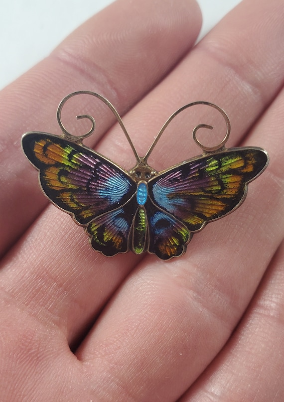 Vintage Sterling Silver Norway David Anderson Enamel Butterfly Pin