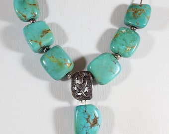 Sterling Silver Turquoise W Pearls Bead Necklace. 18 Inch - Etsy