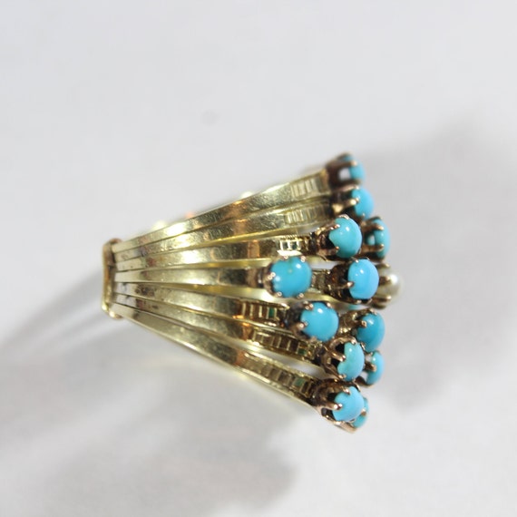 Antique 14k Gold Natural Kingman Turquoise Seed P… - image 4