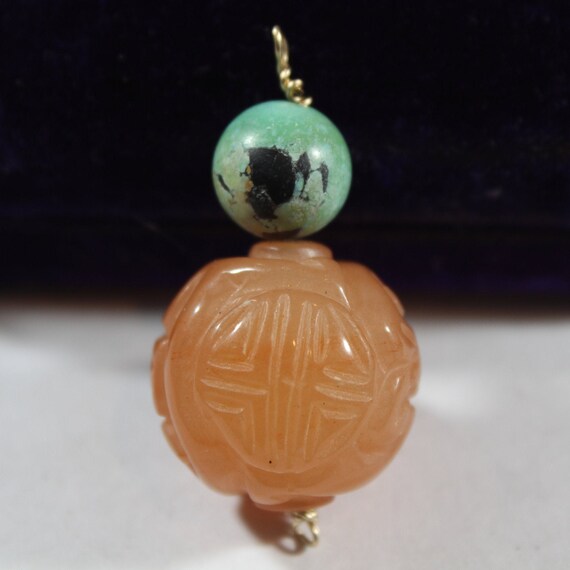 Vintage Gold Filled Carved Natural Carnelian with… - image 3