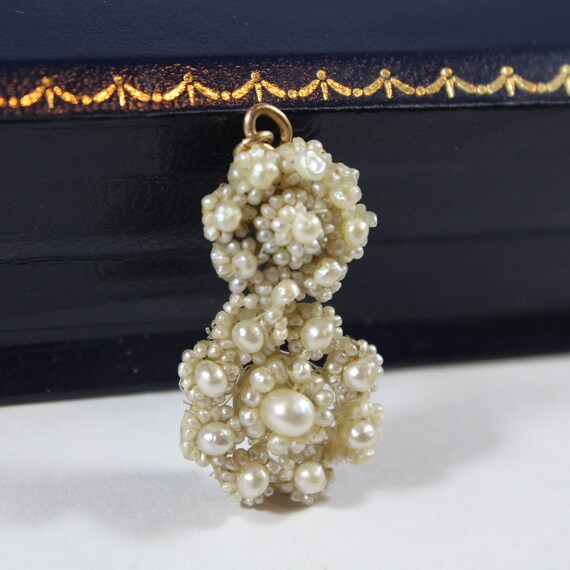 Antique Victorian 9k Gold Natural Seed Pearl Flow… - image 3