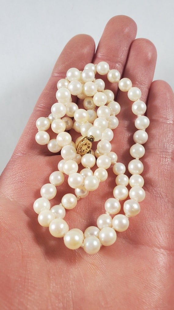 Vintage 14k Gold 4mm Natural Pearl Necklace