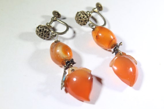 Antique Chinese Sterling Silver Carnelian Kingfis… - image 2