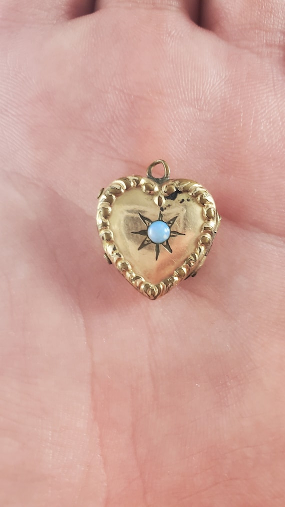 Antique Victorian Gold Filled Opal Heart Shaped Pi