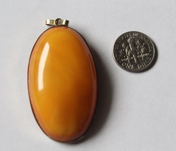 Antique Art Deco 333k Gold Amber Pendant - image 2