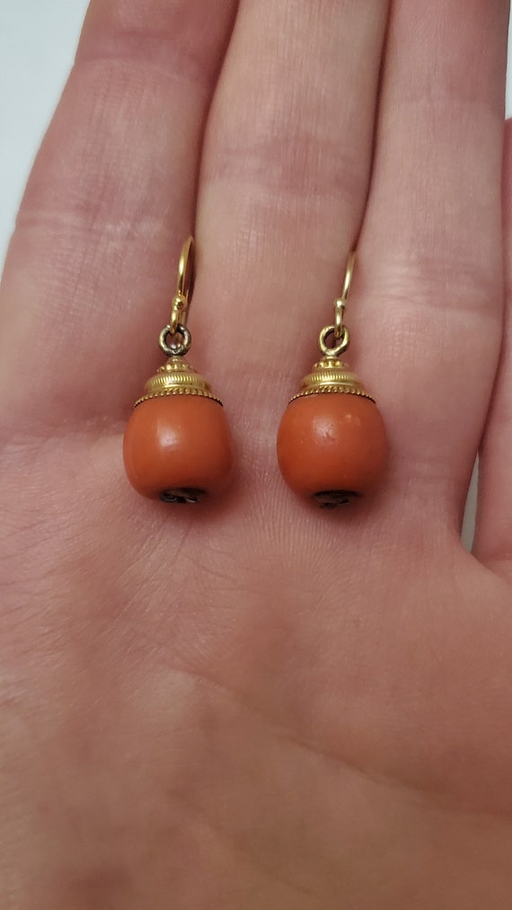 Antique Victorian 14k Coral Earrings