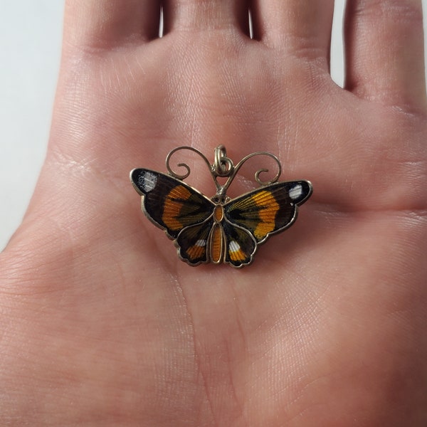 Vintage Sterling Silver David-Anderson Enamel Butterfly Pendant