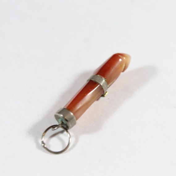 Antique 10k Gold Natural Carnelian Figa Hand Pend… - image 4