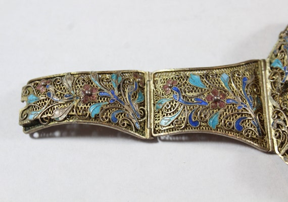 Antique Chinese Sterling Silver Enamel Filigree C… - image 7