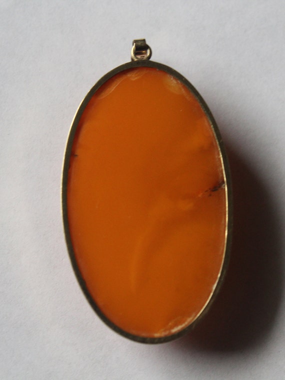 Antique Art Deco 333k Gold Amber Pendant - image 5