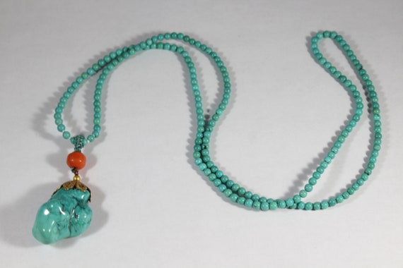 Antique Chinese Filigree Carved Natural Turquoise… - image 3