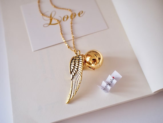 Angel Wings Secret Message Necklace.Propose.Bridesmaid.Anniversary.Best Friends