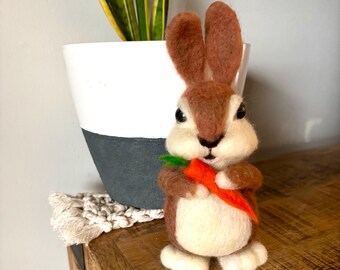 Needle Felted Bunny Rabbit: Handmade Wool Sculpture