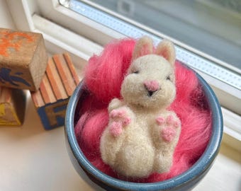 Needle Felted Wool Bunny: Handmade Soft Sculpture