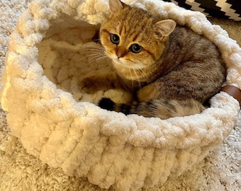 Chunky Knit Cat Bed,Dog Bed,Pet Bed