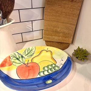 Bella Ceramica Alfresco Servierplatte Handbemalte große ovale Keramiktablett - italienisches Geschirr Fleisch Servierplatte Obstplatte