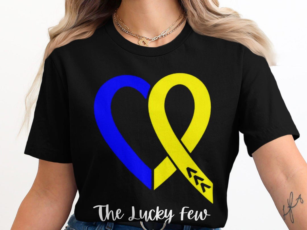 The Lucky Few Down Syndrome Awareness T-shirt | Blue Yellow Ribbon ...