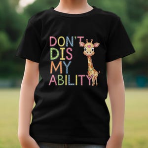 Niedliches Giraffen-Jugend-T-Shirt, nicht Dis meiner Fähigkeit, Karikatur-Giraffen-T-Shirts, positive Mitteilungs-T-Shirt, ermächtigendes Design-T-Shirt, modische T-Shirts