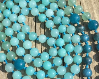 Zen style blue-green mini mala necklace