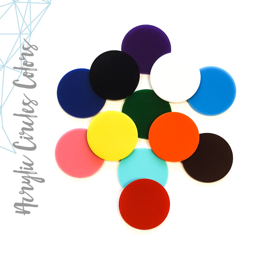 25 Acrylic Circle Blanks MIXED SOLID COLORS Select Size 1/8 Thick Laser Cut  With Polished Edges Plexiglass 