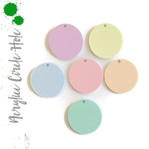 25 Acrylic Circle Blanks With Hole ( MIXED PASTEL COLORS ) ( Select size )  1/8&quot; Thick - laser cut With Polished Edges Plexiglass