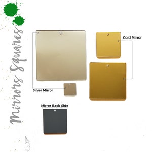 25 Acrylic Mirror Square Keychains: Gold, Silver, Rose - Craft Blanks
