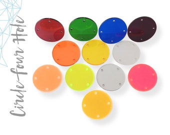 25 Translucent Acrylic Circles with 4 Holes (SELECT SIZE & COLOR ) 1/8 Thick - Laser Cut