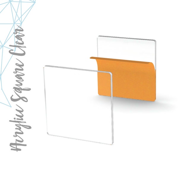 50 Clear Acrylic Square Blanks ( Select size )  1/8" or 1/16" Thick - laser cut With Polished Edges Plexiglass