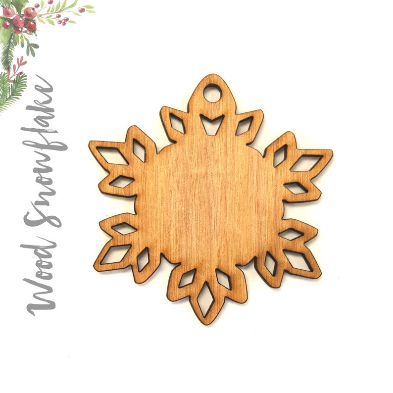25 Units Wood Christmas Ornaments Blank SNOWFLAKE 3/16 Thick select Size see description Engraving available on request. image 1