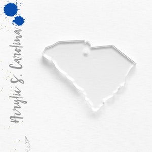 25 Acrylic Keychains Blanks  STATE SOUTH CAROLINA 3&quot; or 2.5&quot;Dim.  1/8&quot; Thick laser cut With Polished Edges (Optional colors & Key Ring)