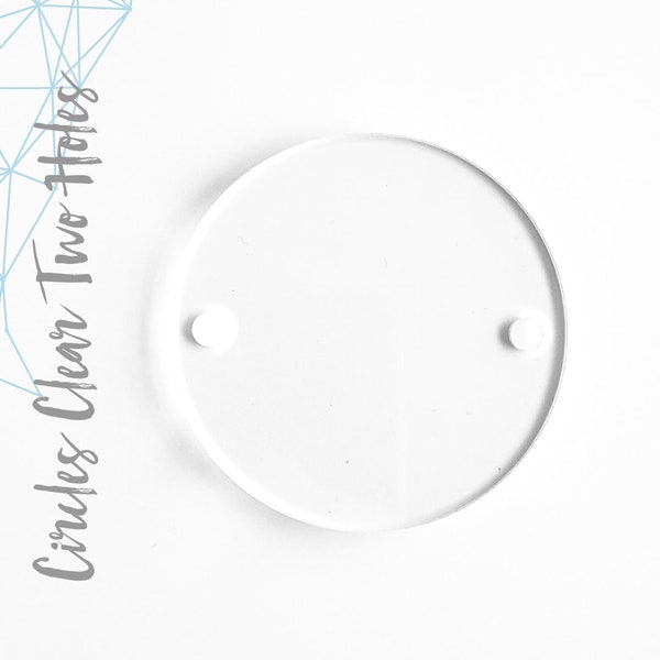 25 círculos de acrílico transparente: discos de plexiglás cortados con láser con 2 agujeros