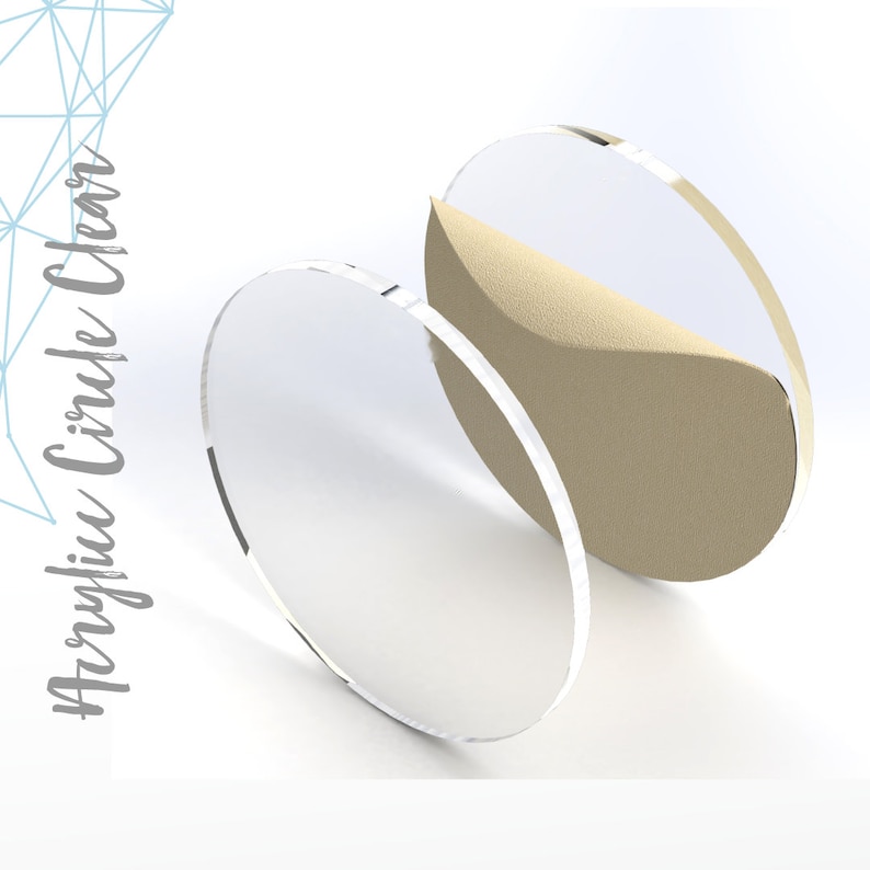 May include: Two clear acrylic circles, one with a beige backing. The circles are stacked on top of each other.