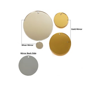 May include: Four round mirrors, two silver and two gold. The silver mirrors are labeled "Silver Mirror" and "Mirror Back Side". The gold mirrors are labeled "Gold Mirror".