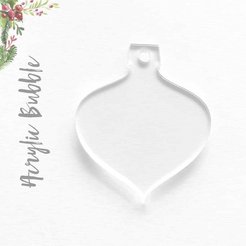 25 ACRYLIC CHRISTMAS ORNAMENTS BLANK BUBBLE 1//8/" THICK SELECT SIZE /& COLOR