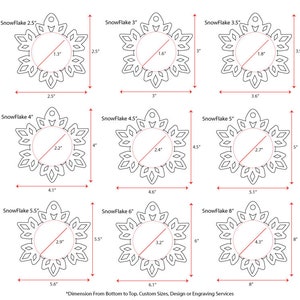 25 Units Wood Christmas Ornaments Blank SNOWFLAKE 3/16 Thick select Size see description Engraving available on request. image 3